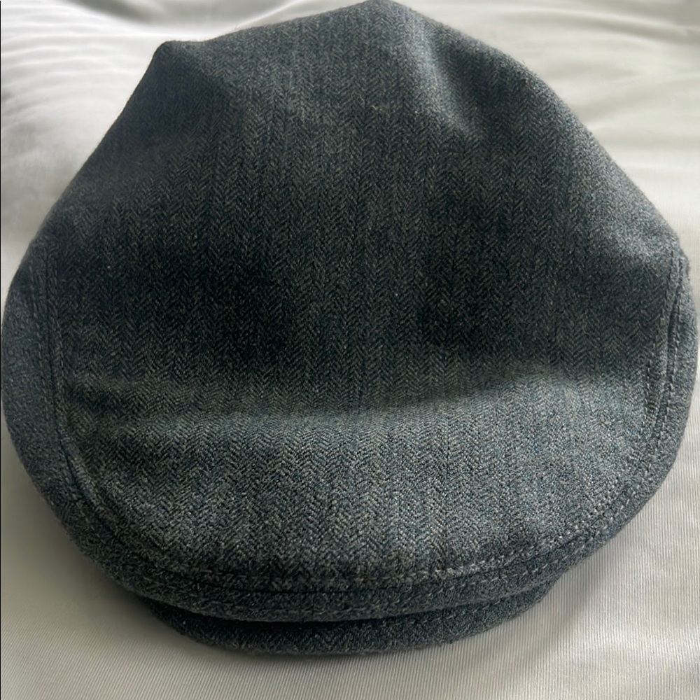 Gray Herringbone Flat Cap